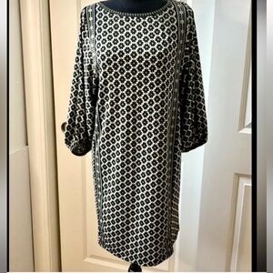 Beautiful, Classy Max Studio Navy Blue, Cream, Yellow Geometric Dress- Small